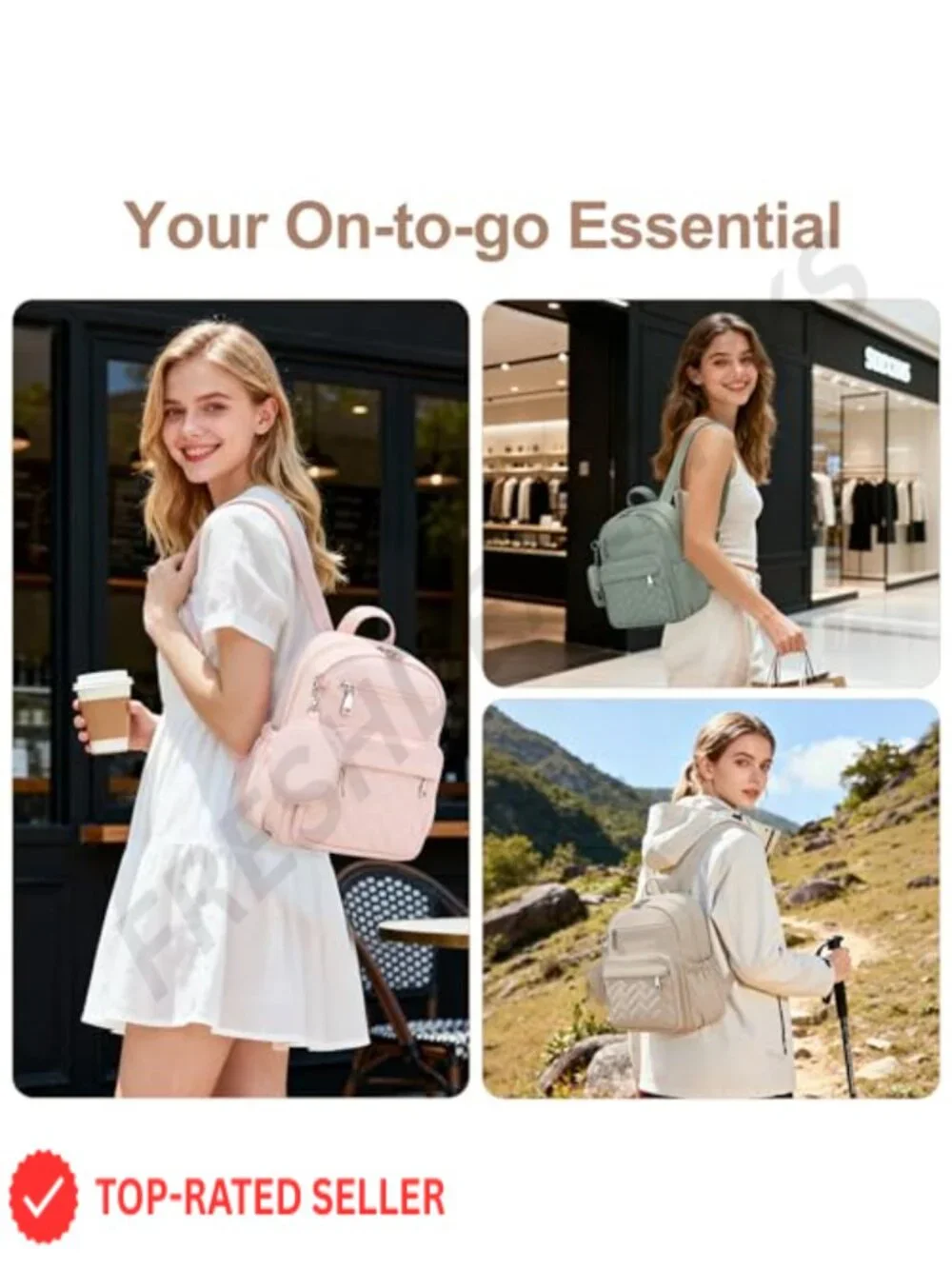 Mini Quilted Nylon Anti-Theft Women's Backpack with USB Port Daypack